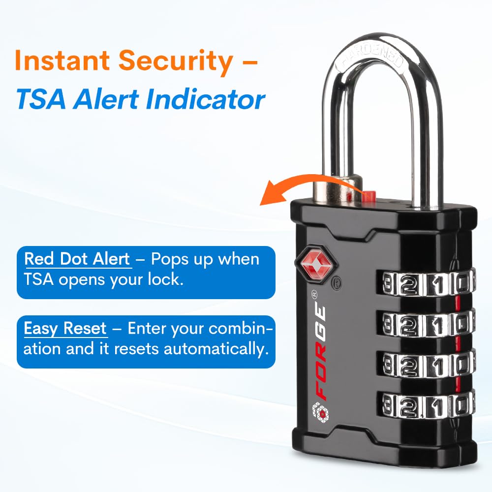 Forge padlock with oversized dials for visibility in low light conditions.