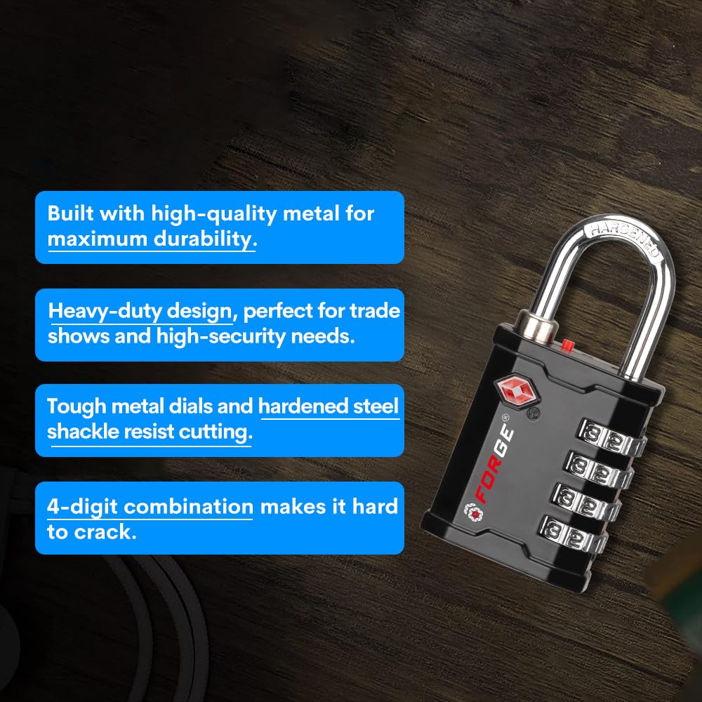 Forge toolbox security padlock supports heavy-duty tool protection.