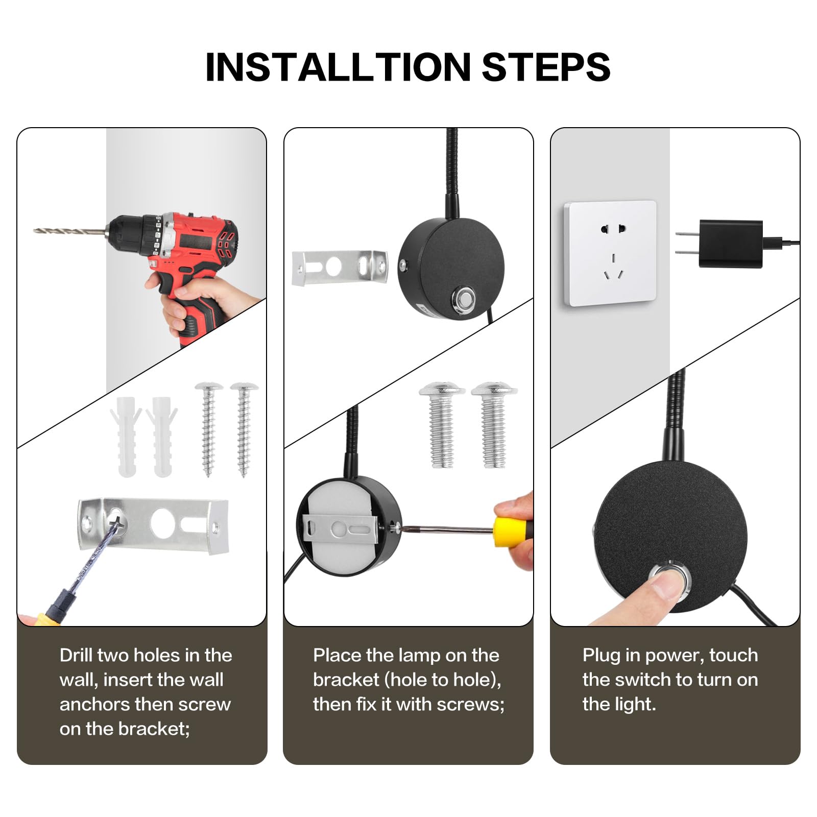 FORHIZHOM easy installation kit includes hardware for headboard or wall mounting