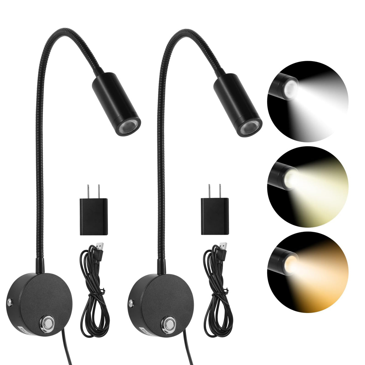 FORHIZHOM reading light with a 15-inch gooseneck for focused bedside illumination