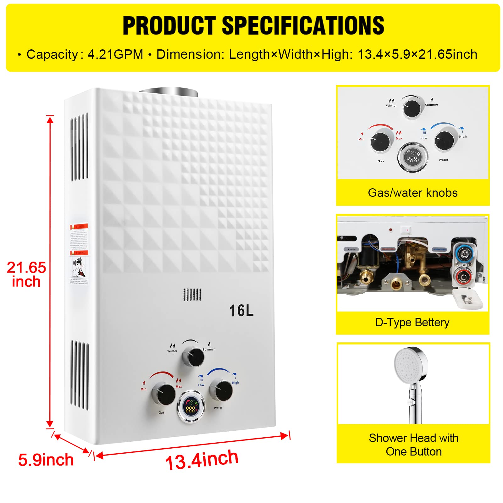 Forimo propane water heater with digital display for precise temperature control.