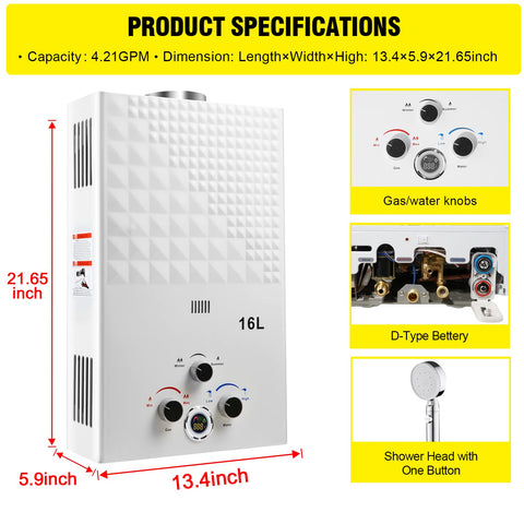 Forimo propane water heater with digital display for precise temperature control.