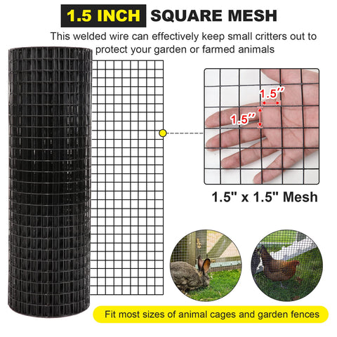 Forimo rabbit and duck pen mesh with 1.5-inch openings for containment.