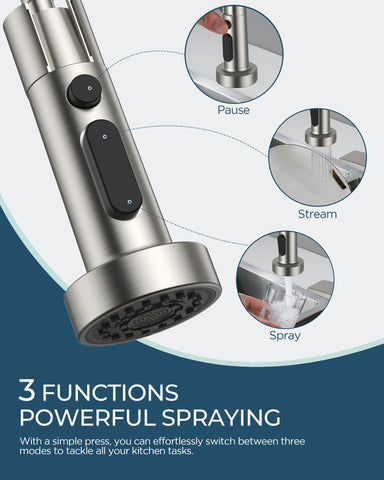 FORIOUS 18-inch hose reaches every corner of the sink for thorough rinsing.