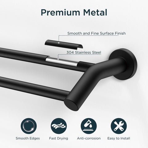 FORIOUS 24-inch towel rack with sturdy screw mounting for secure hold.