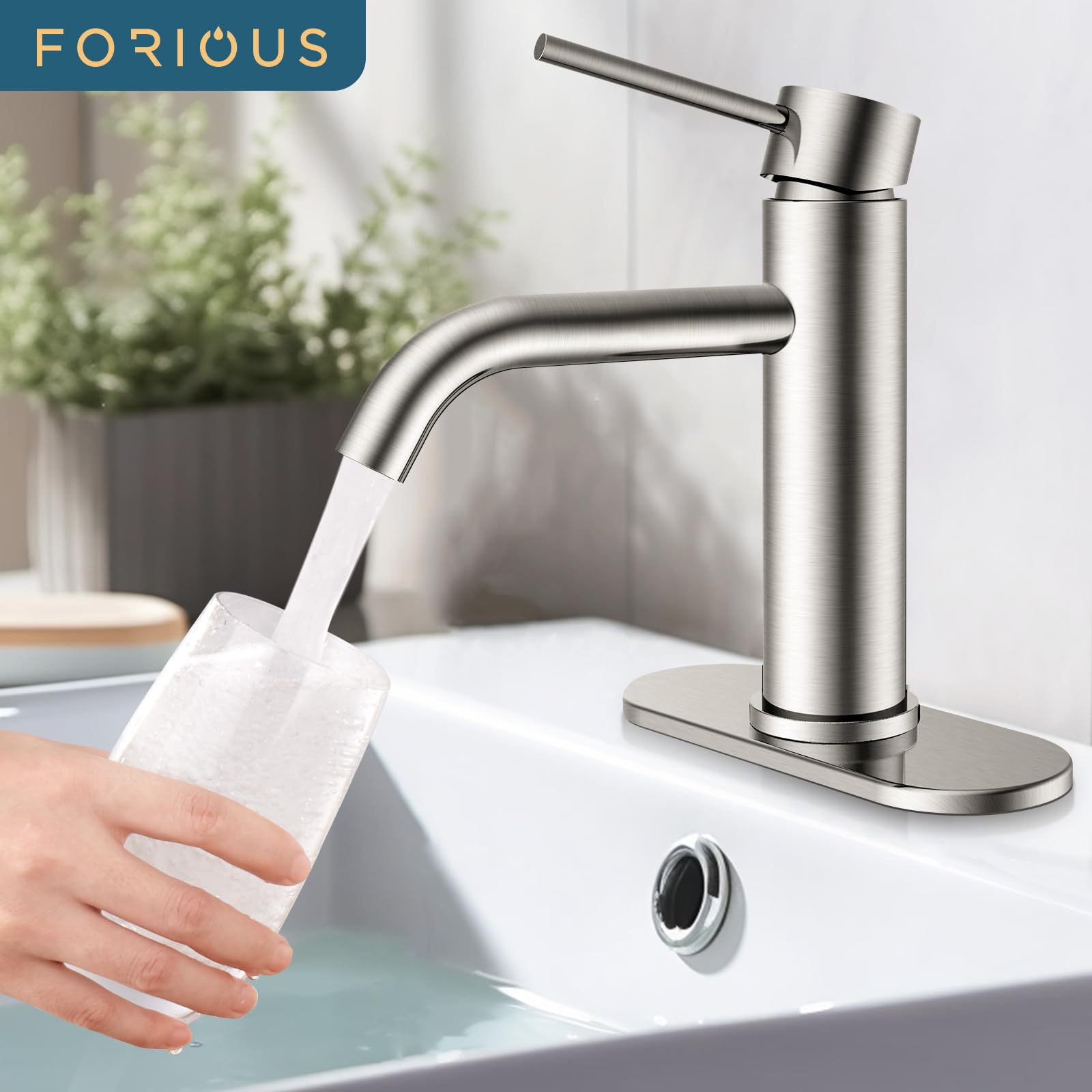 FORIOUS 24-inch braided supply hose provides durable, standard 3/8 inch connection.