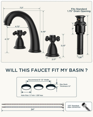 FORIOUS 3-hole faucet with pop-up drain enables easy waste control