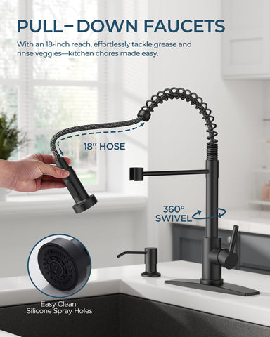 FORIOUS 360-degree swivel spout and silicone nozzle for easy cleaning.