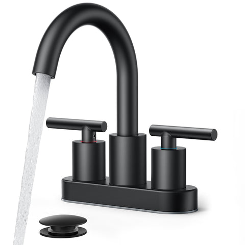 FORIOUS 4-Inch centerset matte black faucet enhances modern bathrooms with durable finish.