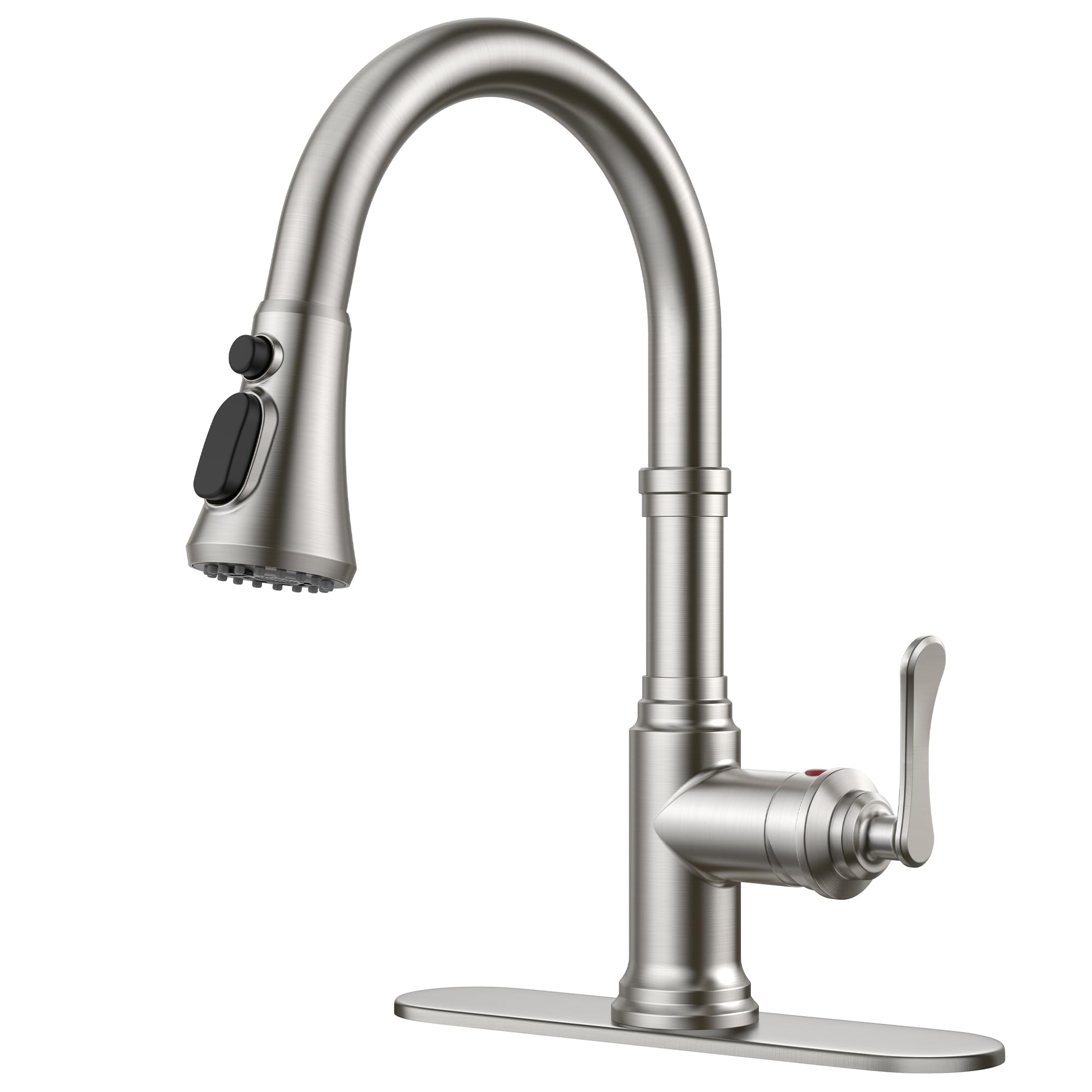 FORIOUS antique kitchen faucet with pull-down, brushed nickel finish for reliable daily use