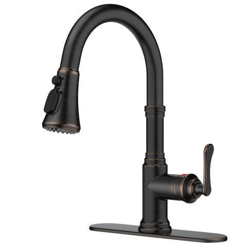 FORIOUS antique kitchen faucet with pull-down spray for busy kitchens