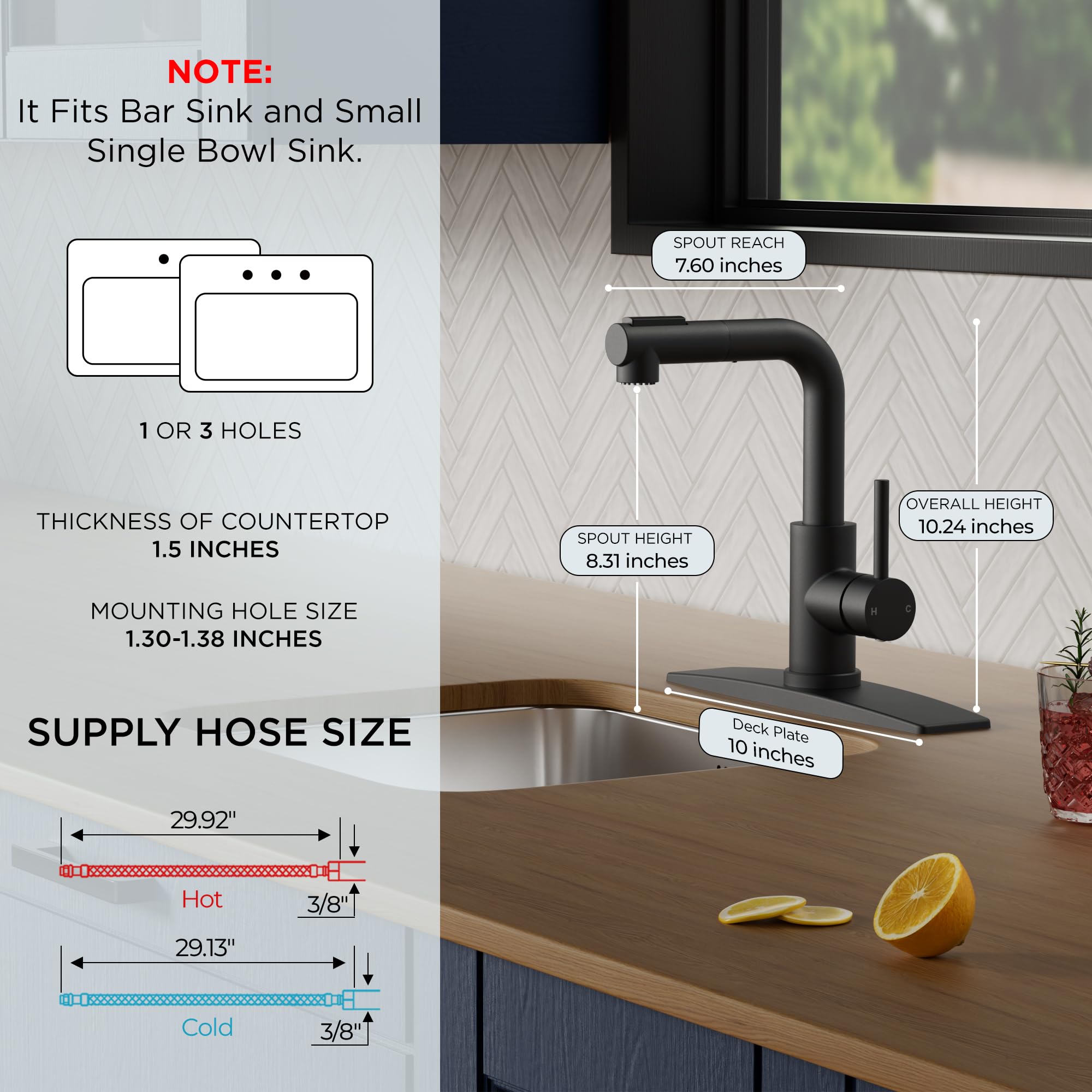 FORIOUS bar sink faucet 360° swivel enables full access to hidden corners in small spaces.