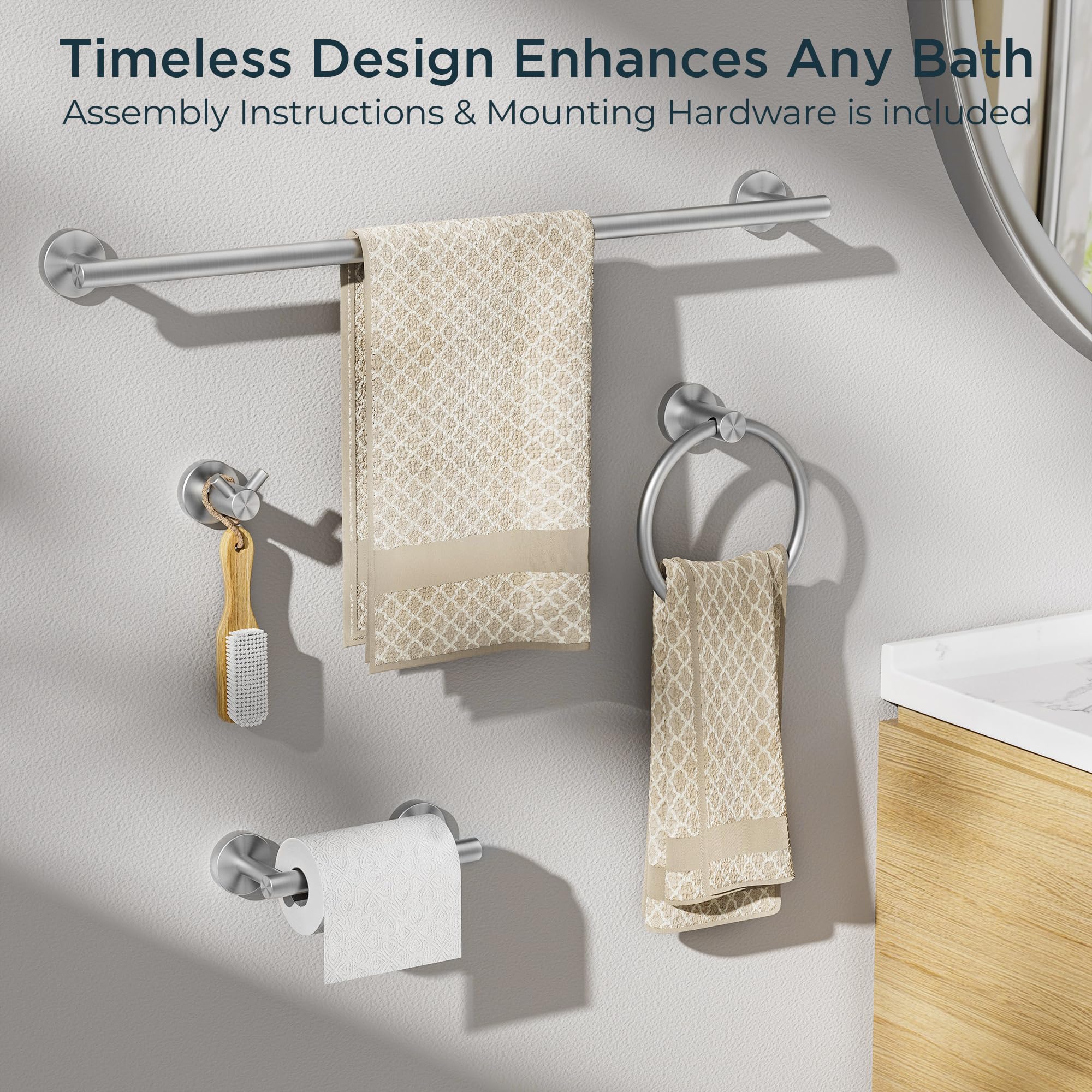 FORIOUS 180-degree towel ring facilitates easy access in small spaces