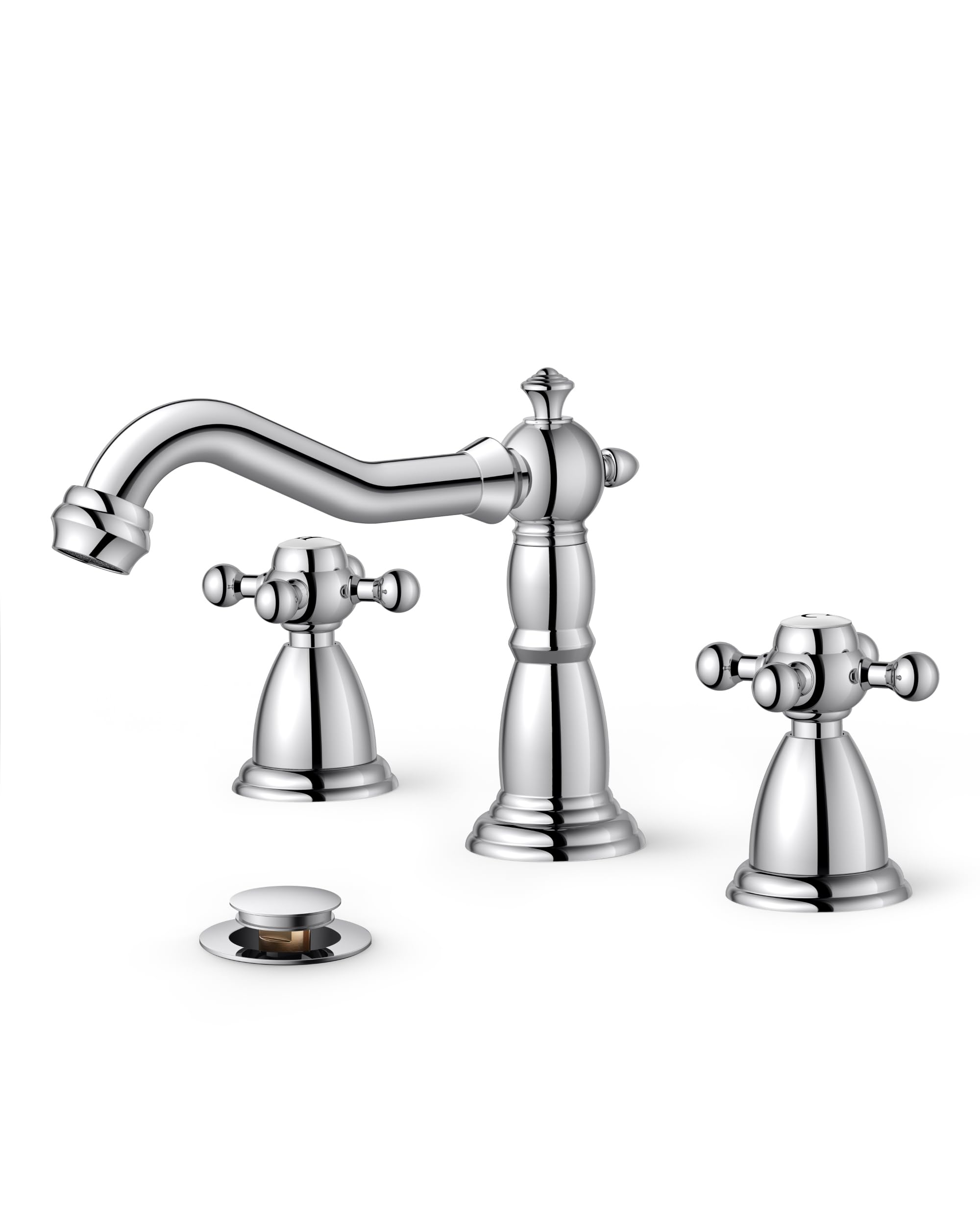 FORIOUS polished chrome 8-inch widespread faucet enhances a classic vanity style