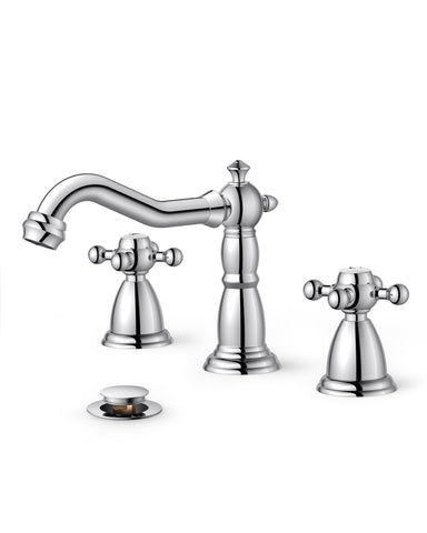 FORIOUS polished chrome 8-inch widespread faucet enhances a classic vanity style