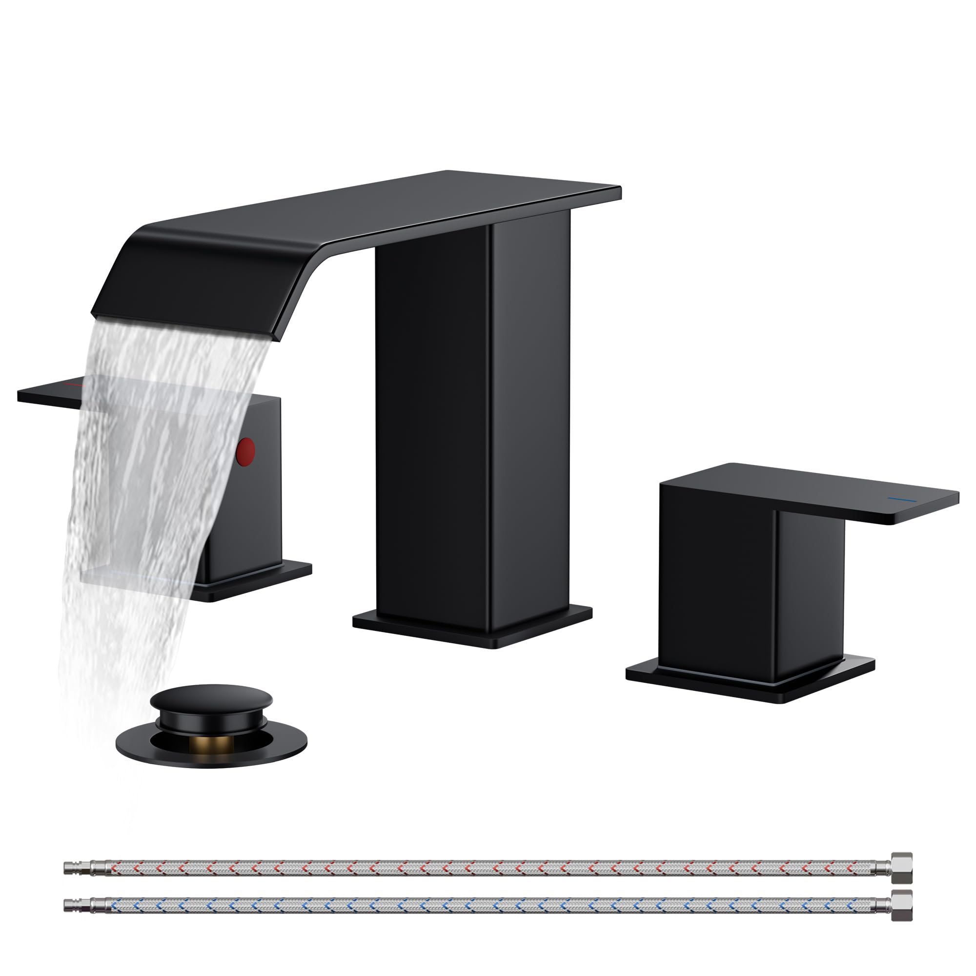 FORIOUS bathroom faucet with waterfall spout on an 8-inch widespread fit for modern vanity
