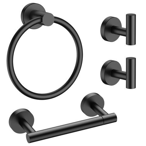FORIOUS bathroom set with pivoting double-post keeps rolls secure and easy to replace.