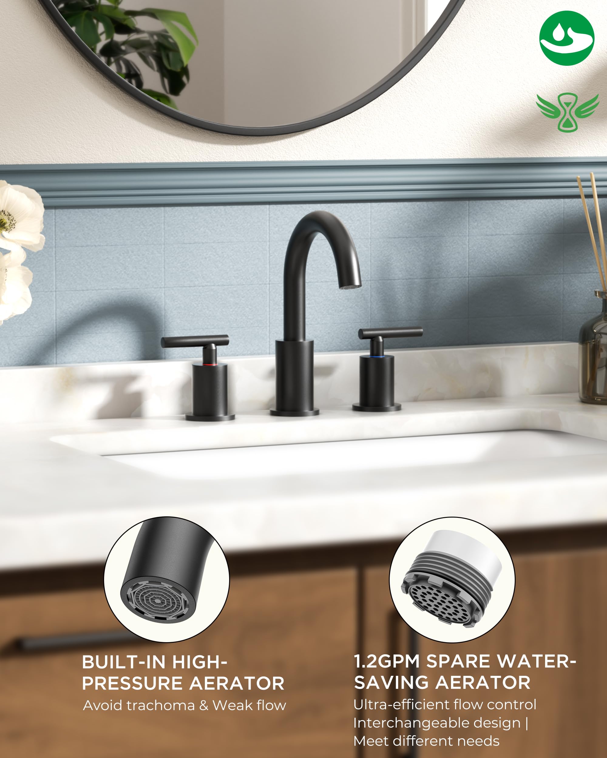 FORIOUS matte black faucet with 360-degree swivel for flexible use