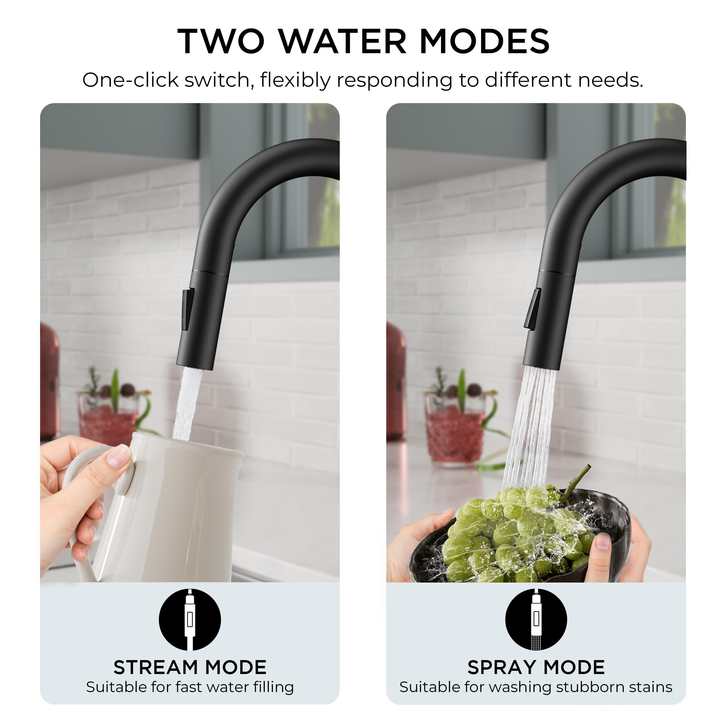FORIOUS faucet supports 1- or 3-hole configurations for universal compatibility