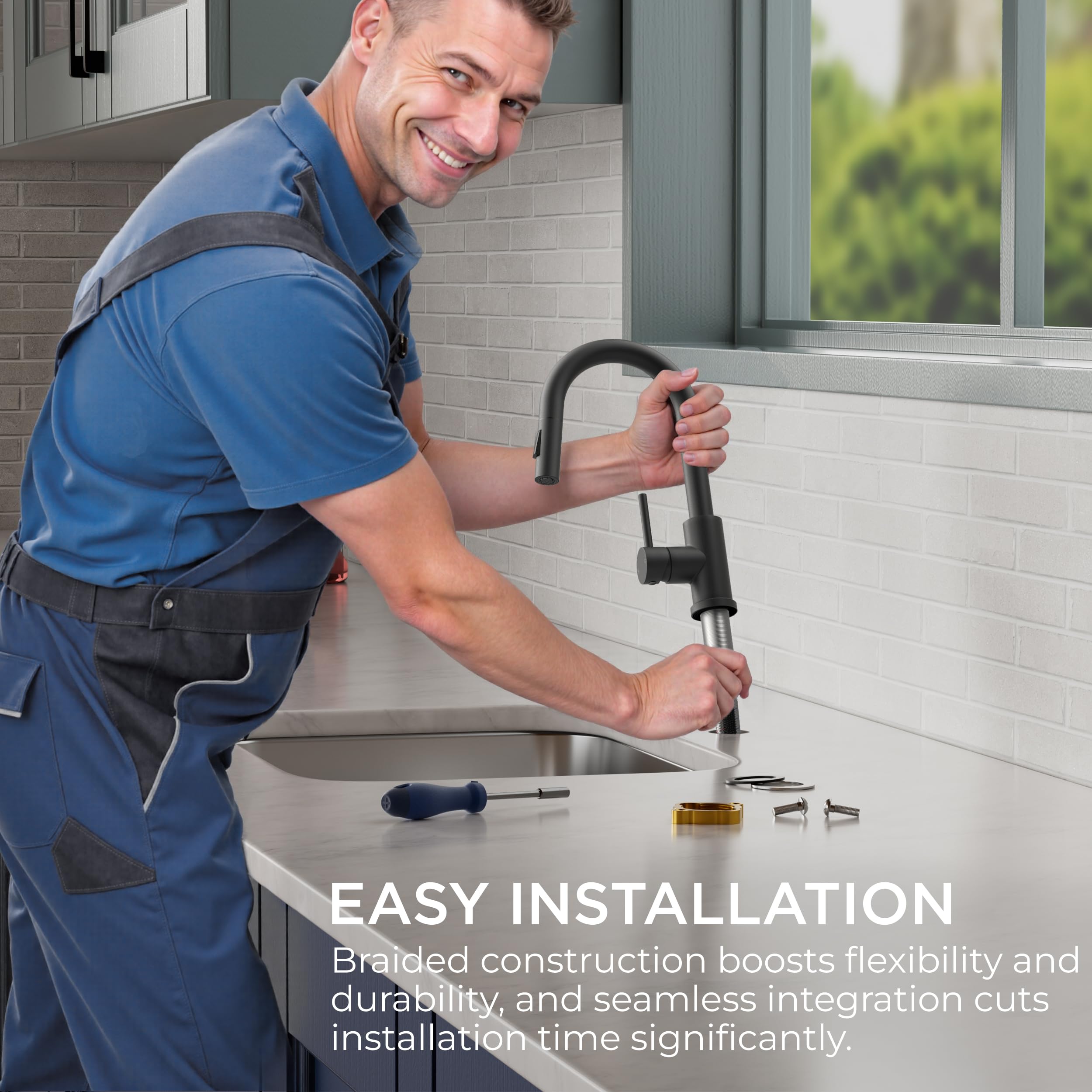 FORIOUS 360-degree swivel spray reaches every corner of the sink