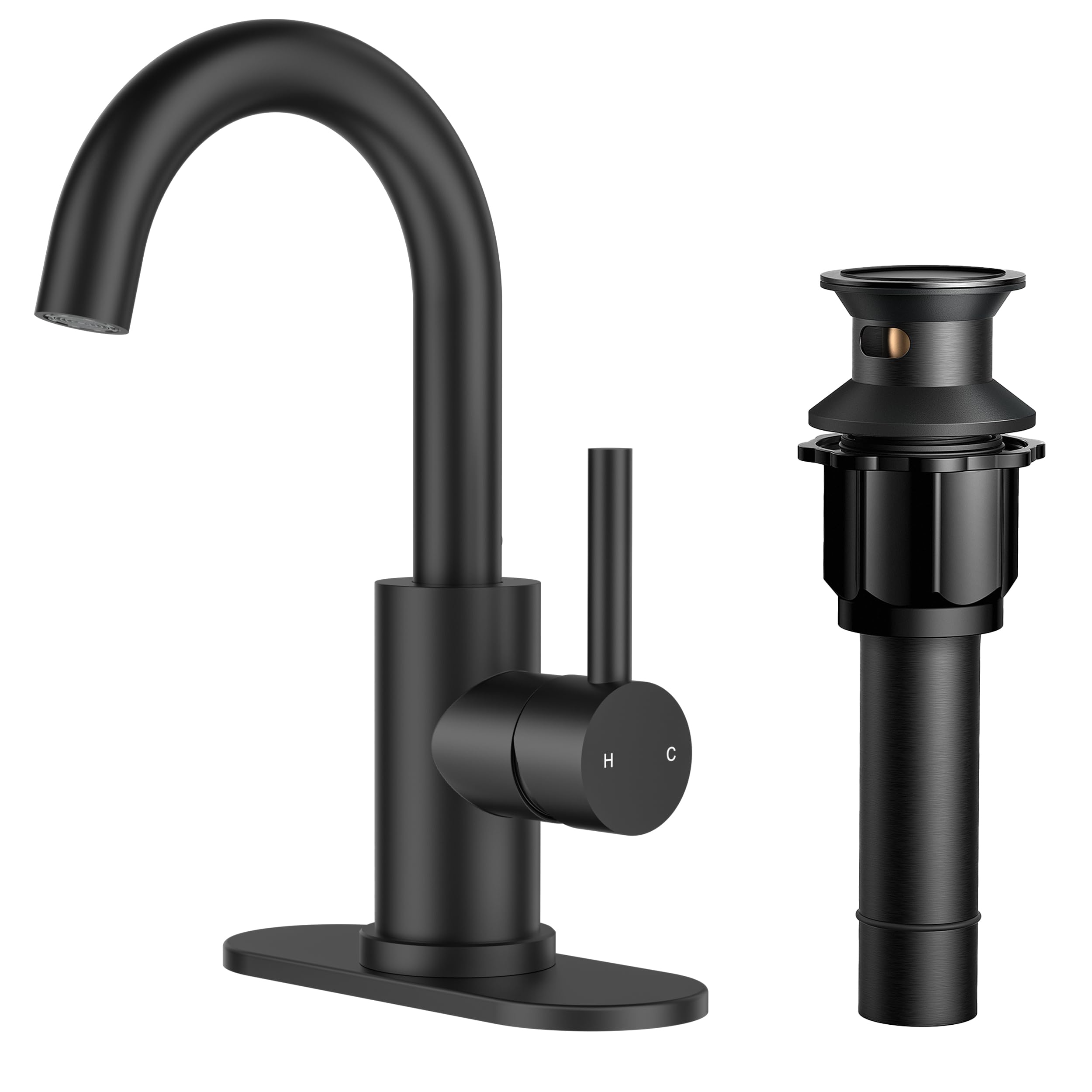 FORIOUS black bathroom faucet in a 1-hole vanity installation with clean lines