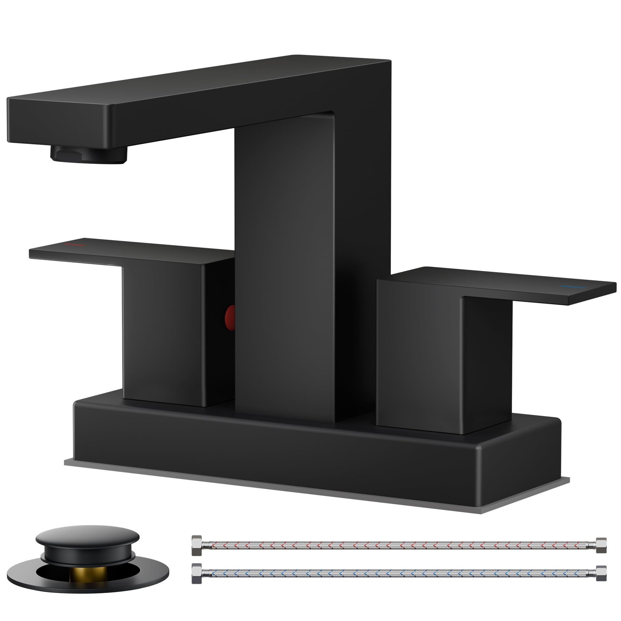 FORIOUS black faucet with 95-degree spout reduces countertop splashes