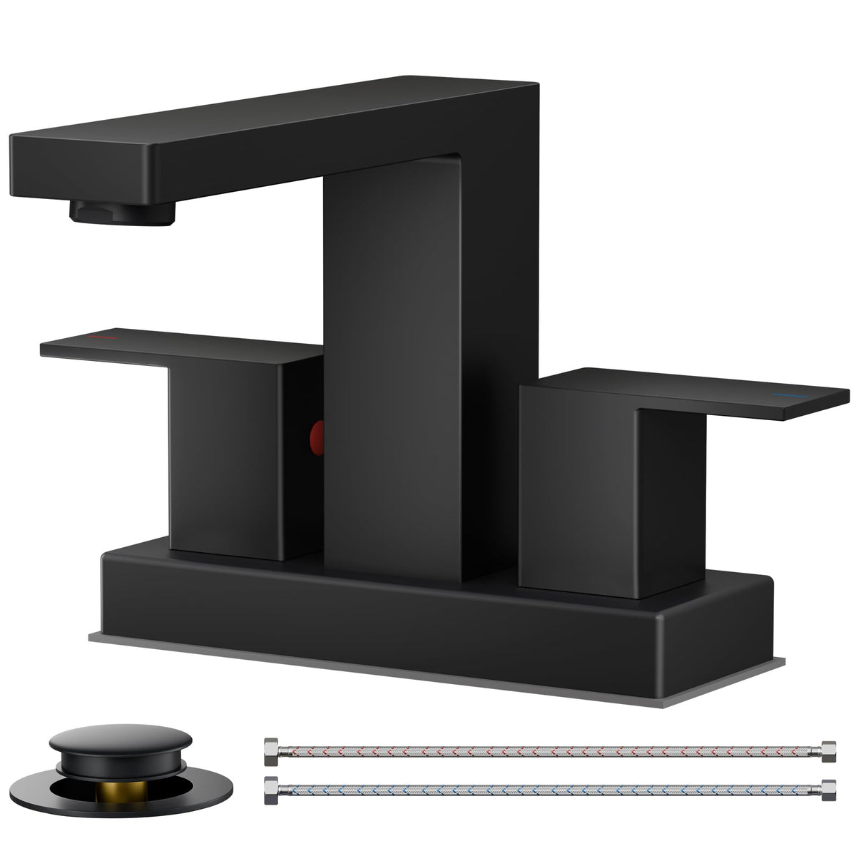 FORIOUS black faucet with 95-degree spout reduces countertop splashes