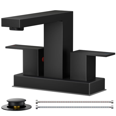 FORIOUS black faucet with 95-degree spout reduces countertop splashes