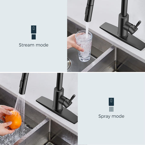 FORIOUS 18-inch pull-out hose provides wide reach and deep sink access