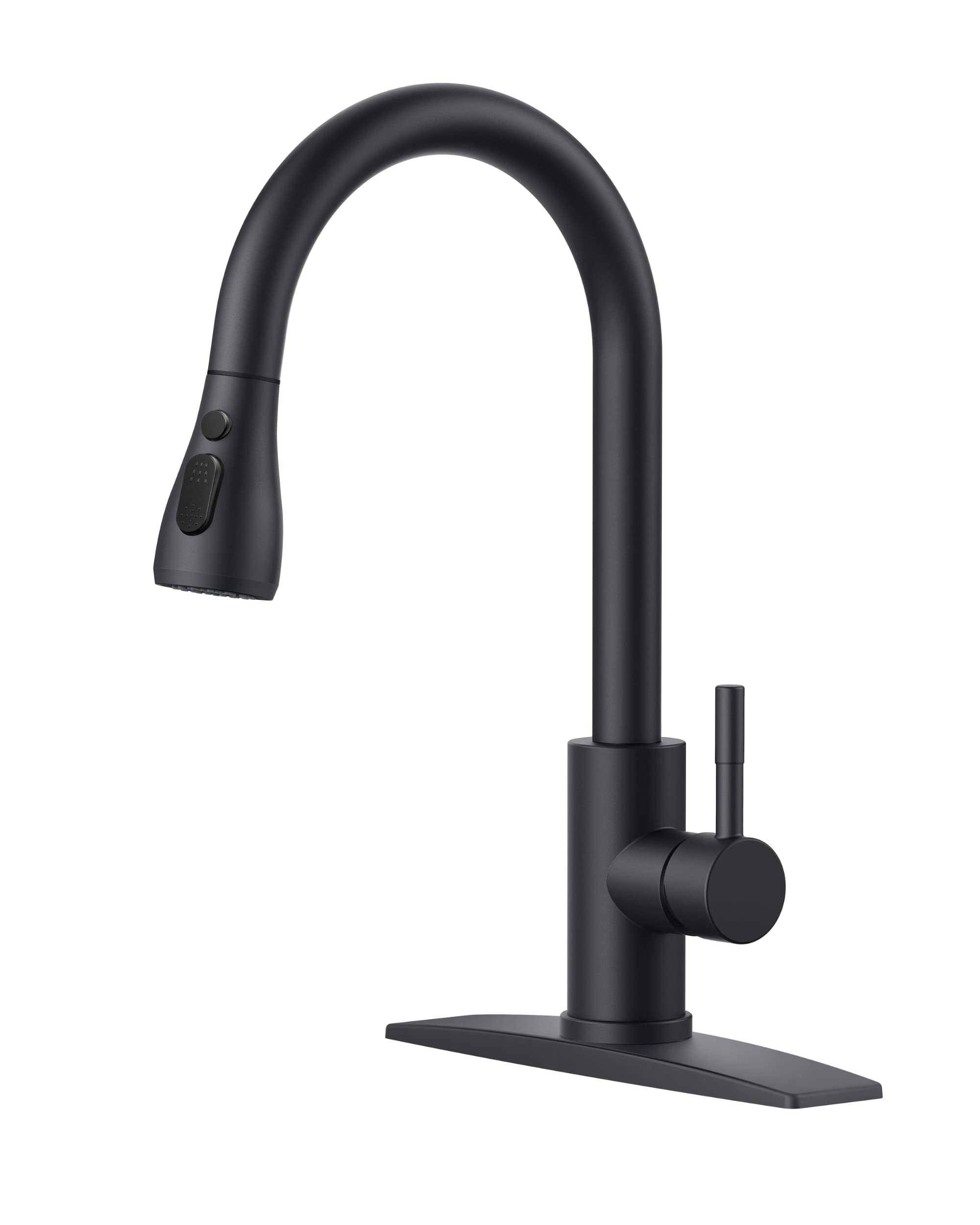 FORIOUS black kitchen faucet with pull-down sprayer and high-arc spout for easy rinsing