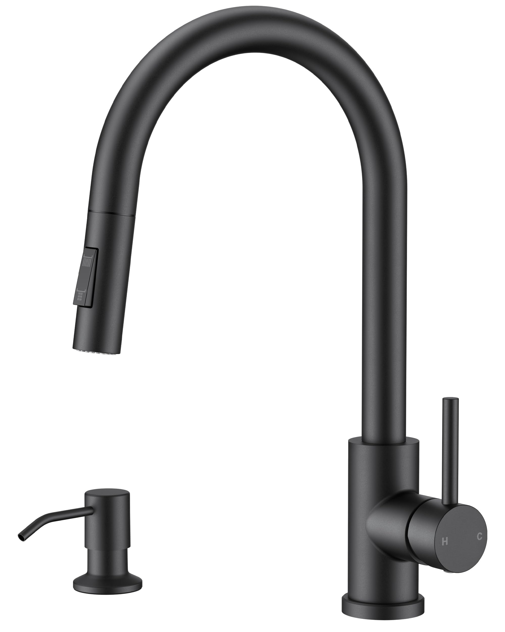 FORIOUS black kitchen faucet with pull-down sprayer for flexible washing tasks