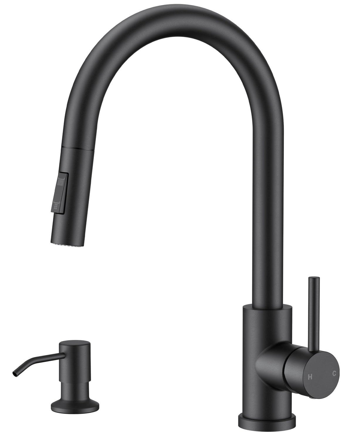 FORIOUS black kitchen faucet with pull-down sprayer for flexible washing tasks