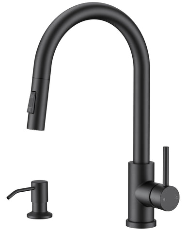FORIOUS black kitchen faucet with pull-down sprayer for flexible washing tasks