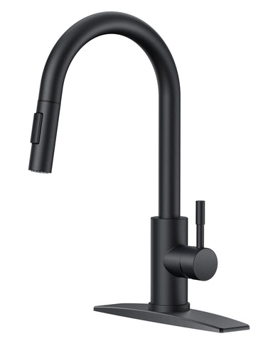 FORIOUS black kitchen faucet with pull-down sprayer for versatile dishwashing and filling