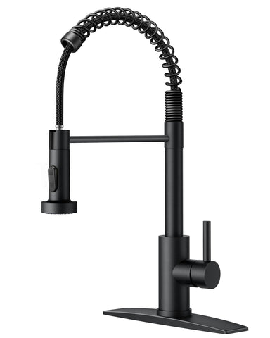 FORIOUS black kitchen faucet with pull-down sprayer for versatile cleaning and filling tasks.