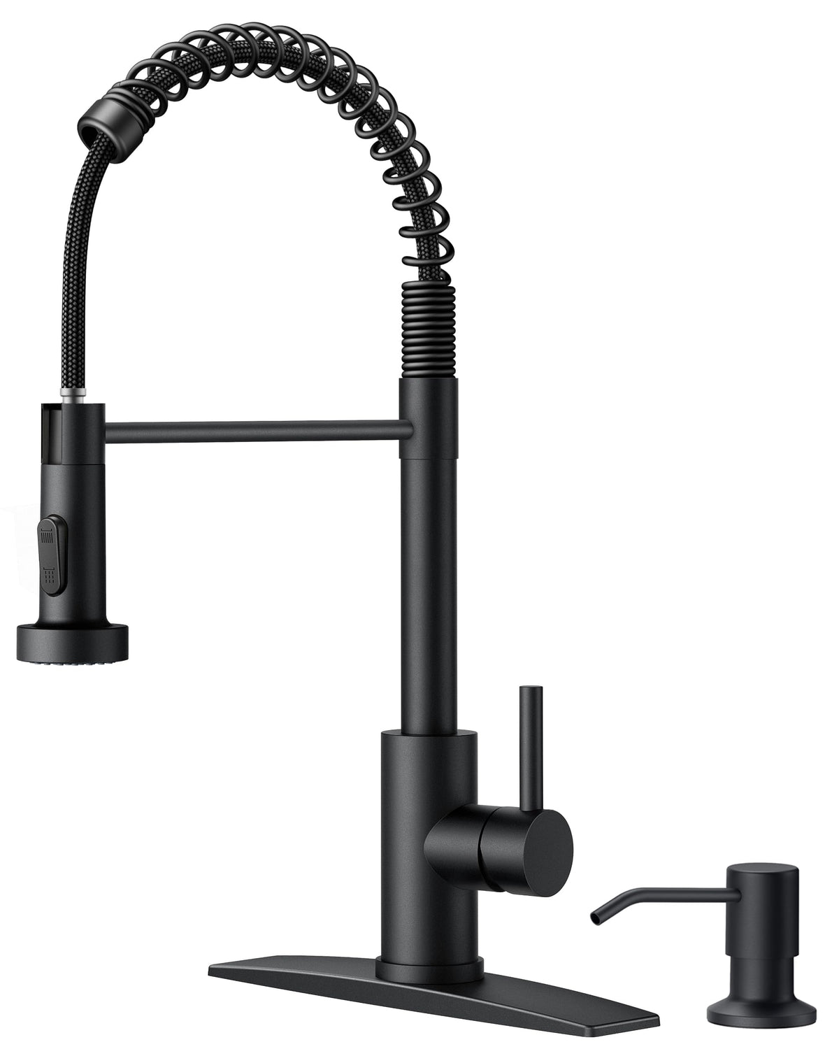 FORIOUS black kitchen faucet with soap dispenser for large sinks