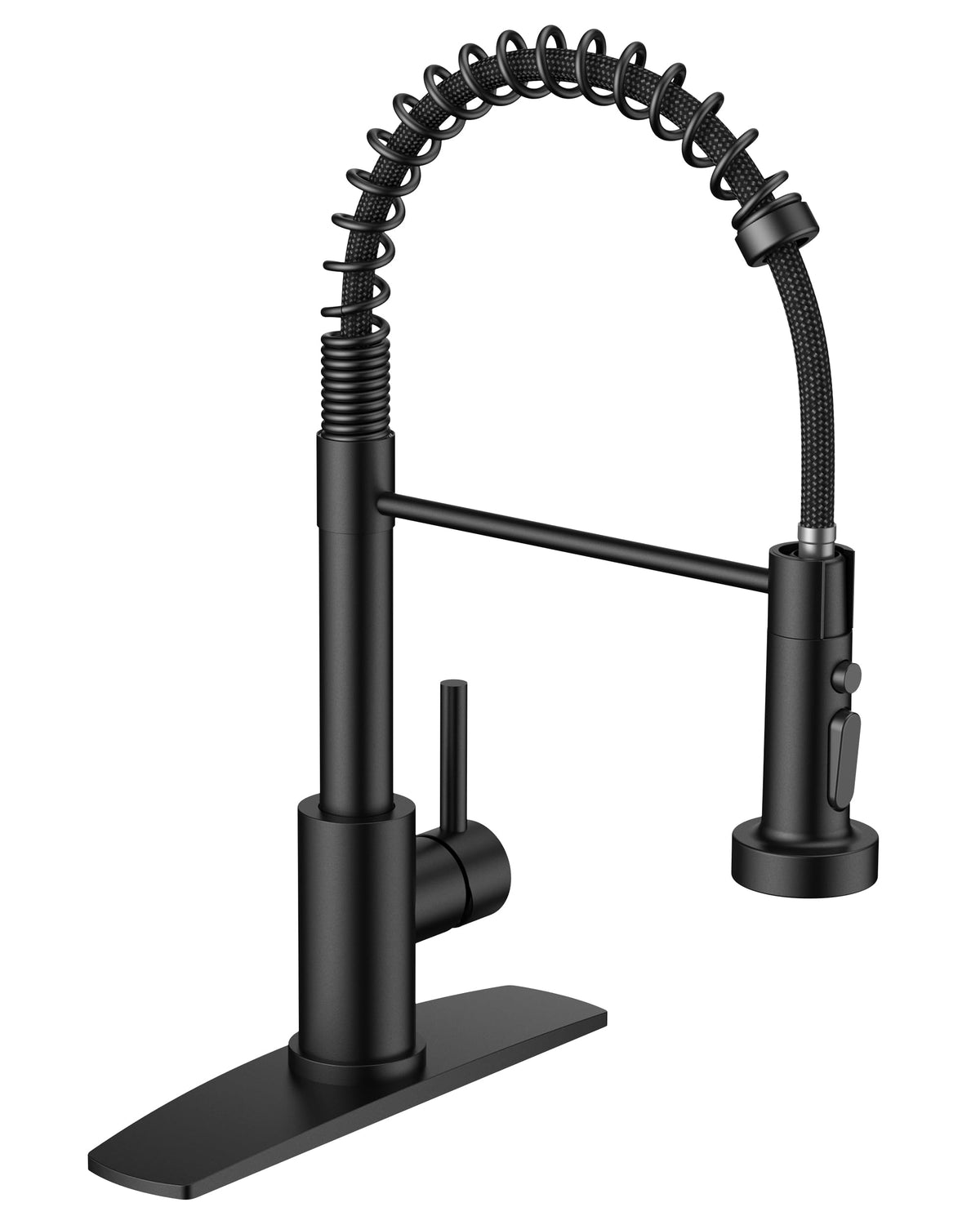 FORIOUS black faucet with swivel sprayer for wide sink reach