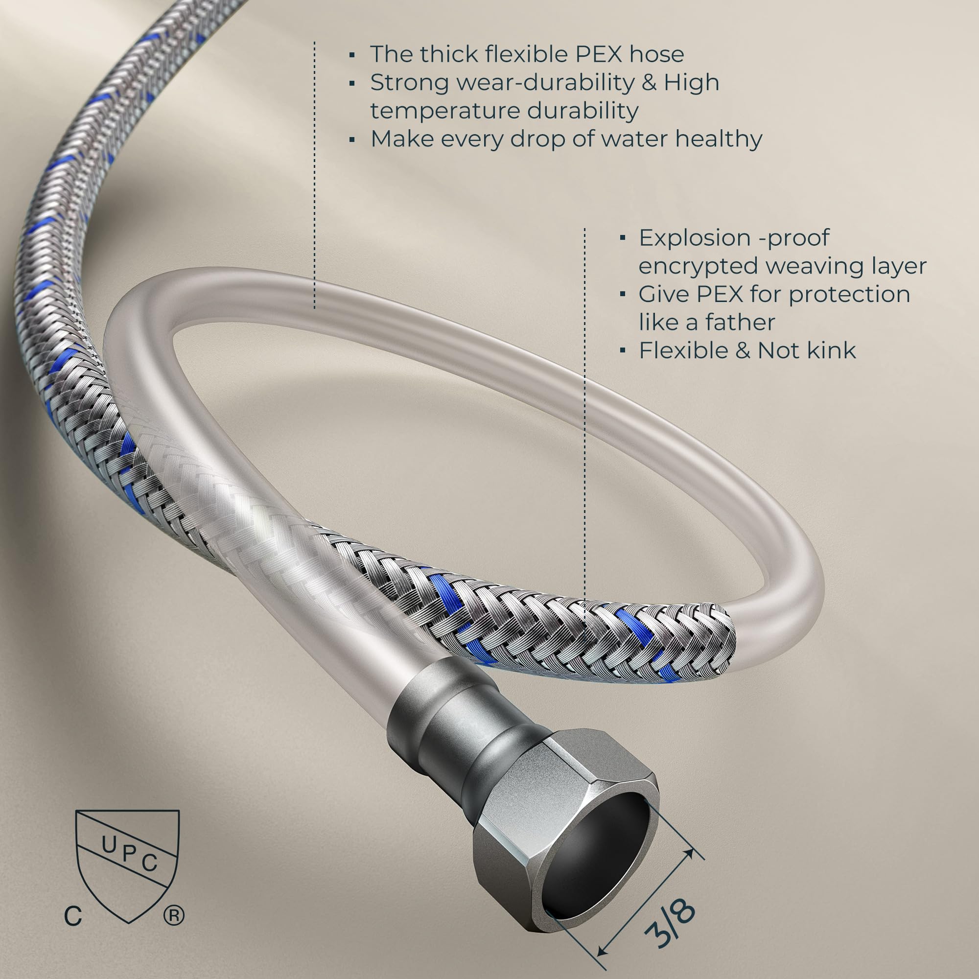 FORIOUS braided connection with rubber seal helps prevent leaks.