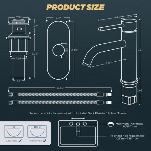 FORIOUS braided supply hose with chrome finish for standard connections