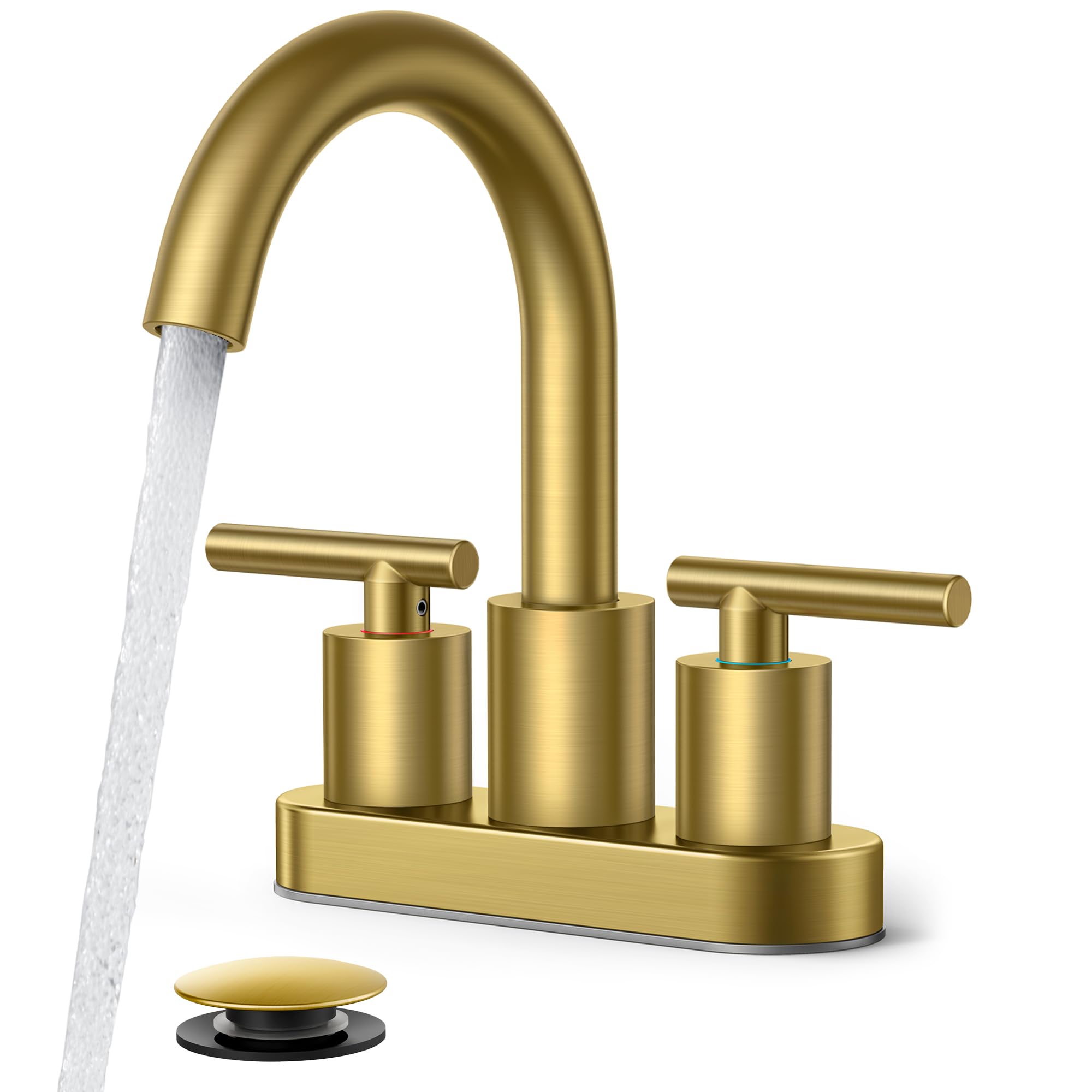FORIOUS brushed gold bathroom faucet front view showcases modern luxury and durability.
