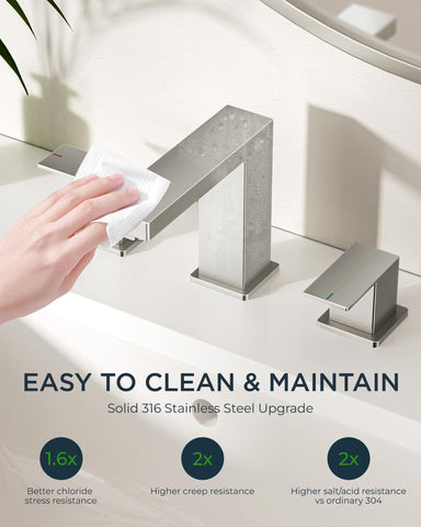 FORIOUS brushed nickel faucet ergonomic handle closeup demonstrates ambidextrous operation