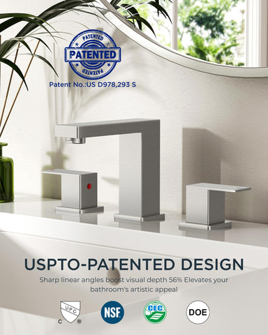FORIOUS brushed nickel faucet square handle closeup showing ergonomic controls for daily use