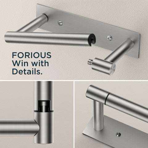 FORIOUS brushed nickel bathroom holder installed on wall highlights contemporary style and durability.