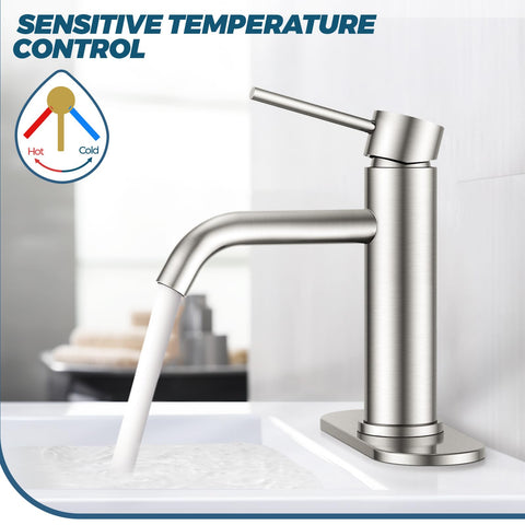 FORIOUS deck plate in brushed nickel enables flexible 1-hole or 3-hole installation.