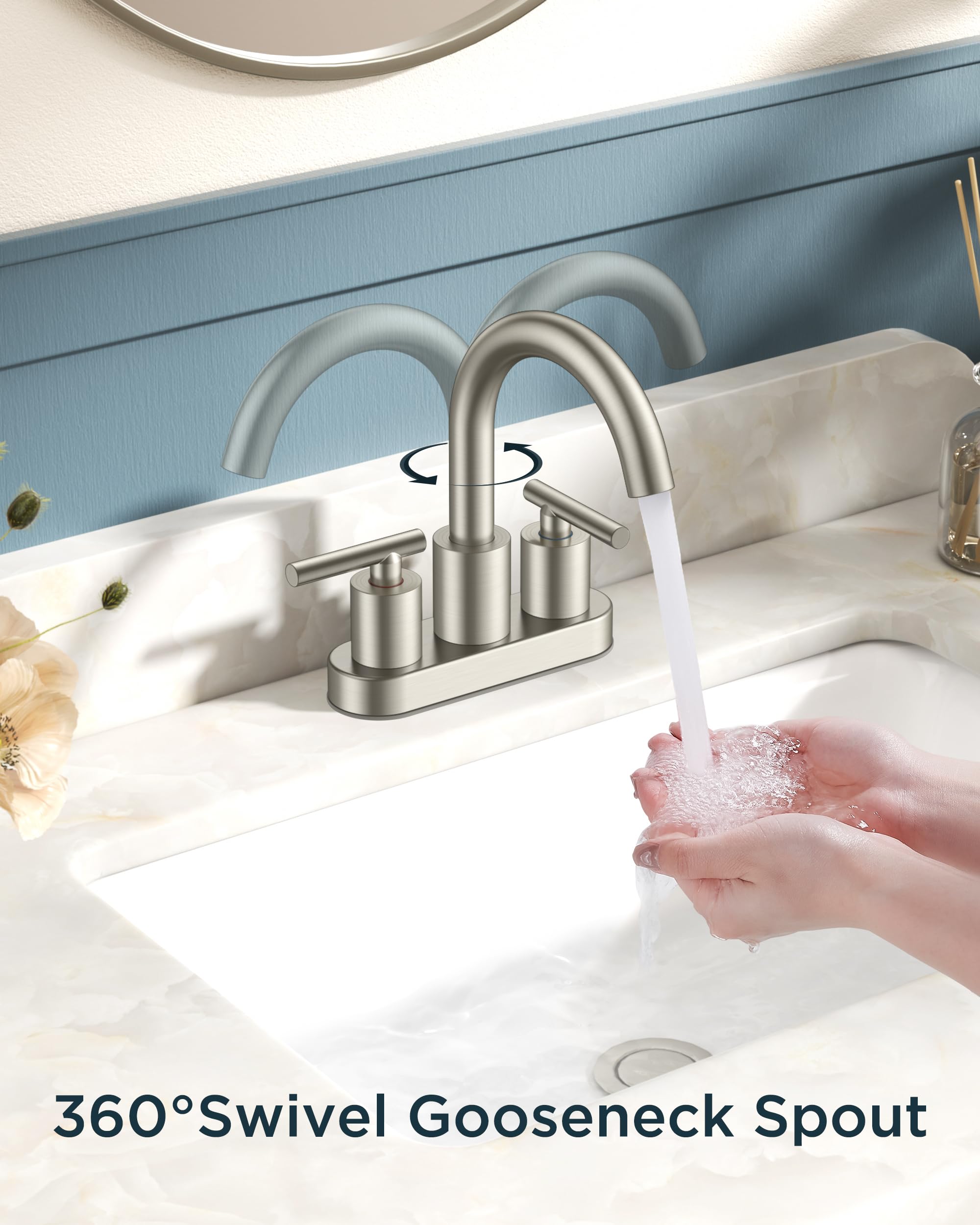 FORIOUS gooseneck faucet with 360-degree swivel for flexible RV use.