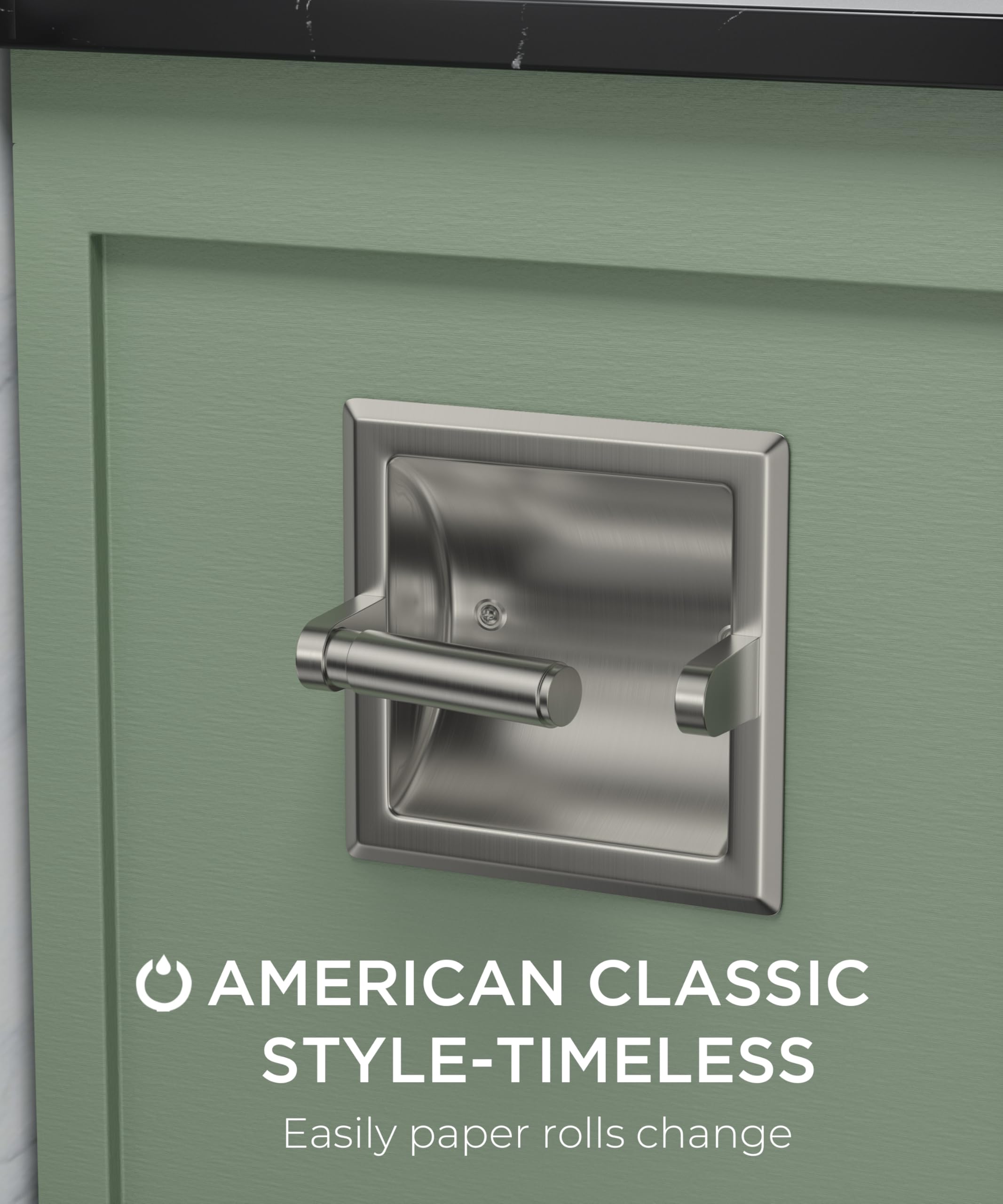 Brushed nickel installation bracket for FORIOUS toilet paper holder in kitchen or bathroom.