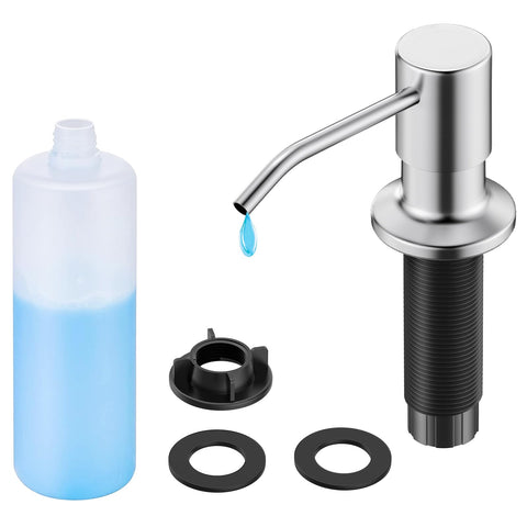 FORIOUS brushed nickel soap dispenser with 500ml bottle for easy top-fill refills.