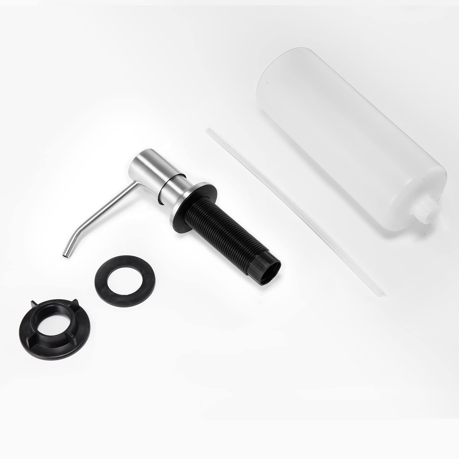 FORIOUS brushed nickel soap dispenser with double leak-proof seals prevents spills.