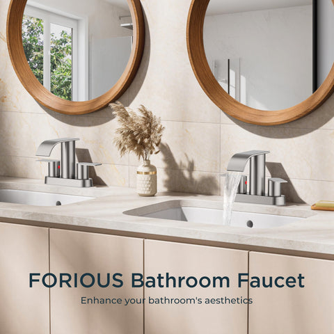 FORIOUS two-handle faucet provides precise temperature and flow control.