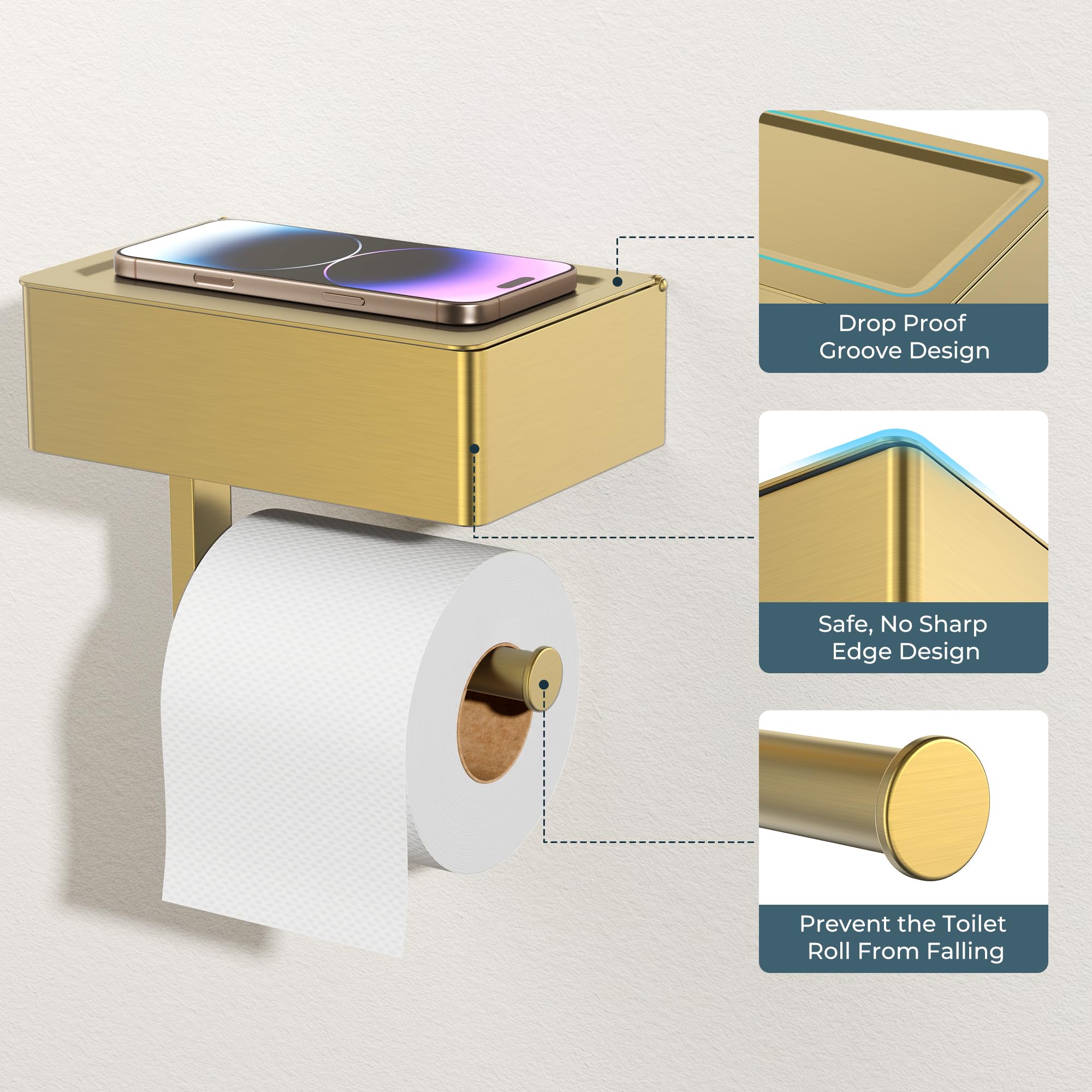 FORIOUS space-saving 2-in-1 design dispenses tissue and adds shelf space